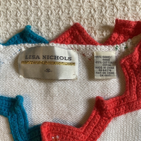 Vintage Lisa Nichols Colorful Zigzag Sweater Size Small - Picture 6 of 9